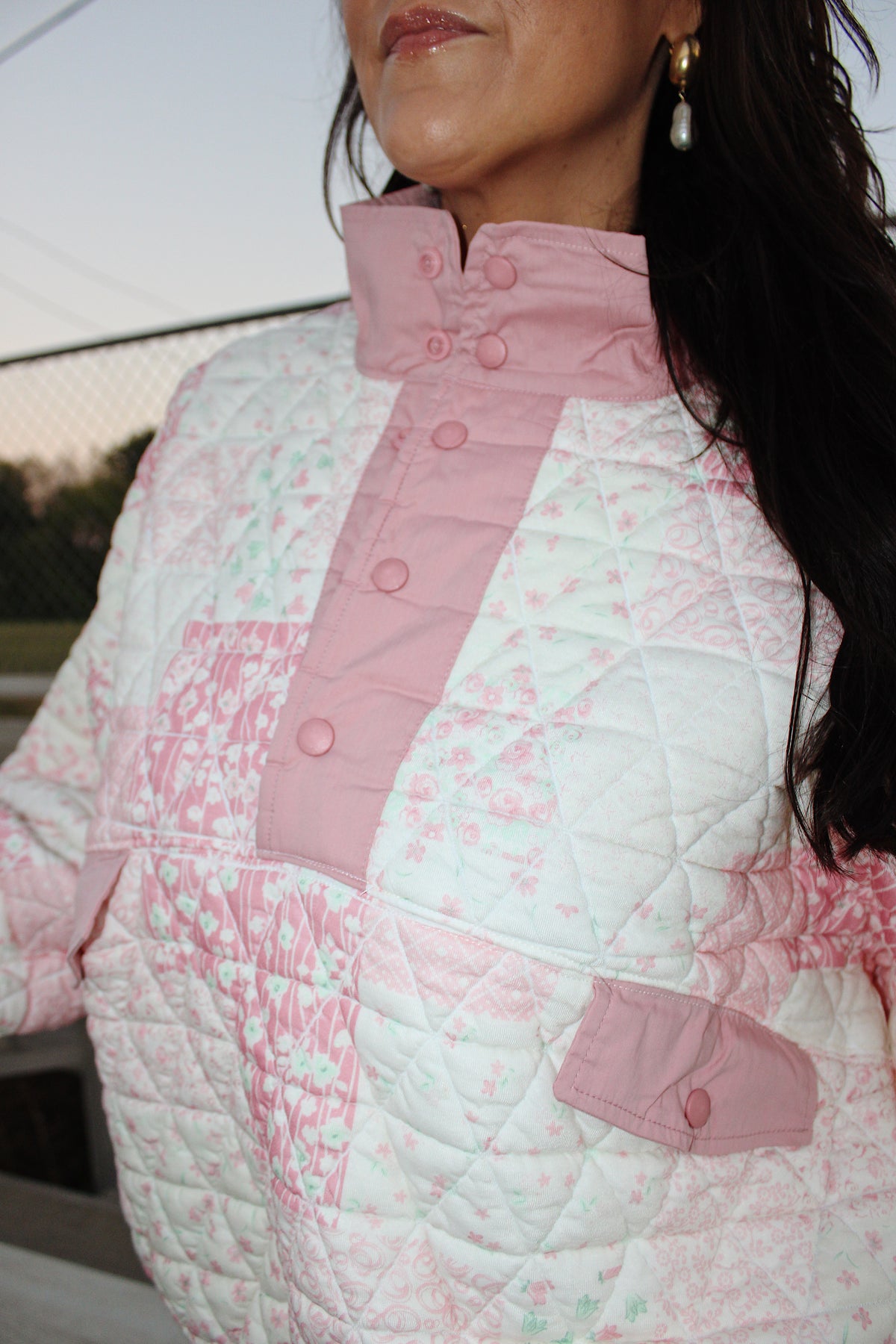 Textured Quilt Quarter Zip Sweater