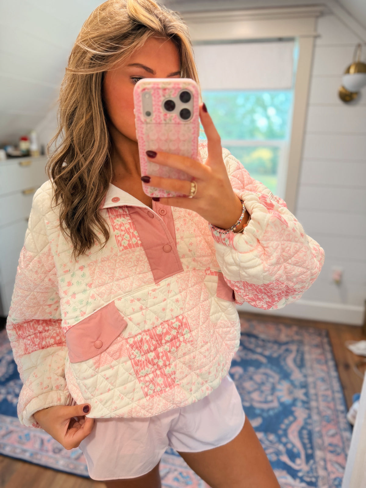 Textured Quilt Quarter Zip Sweater