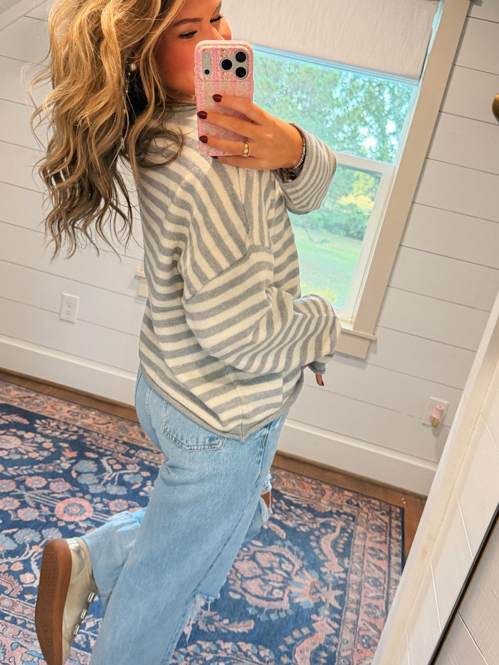 Knit Striped Sweater Cardigan