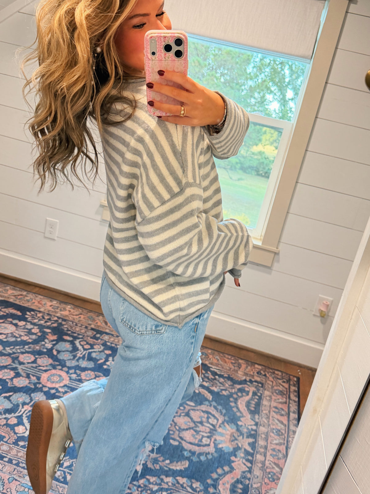 Knit Striped Sweater Cardigan