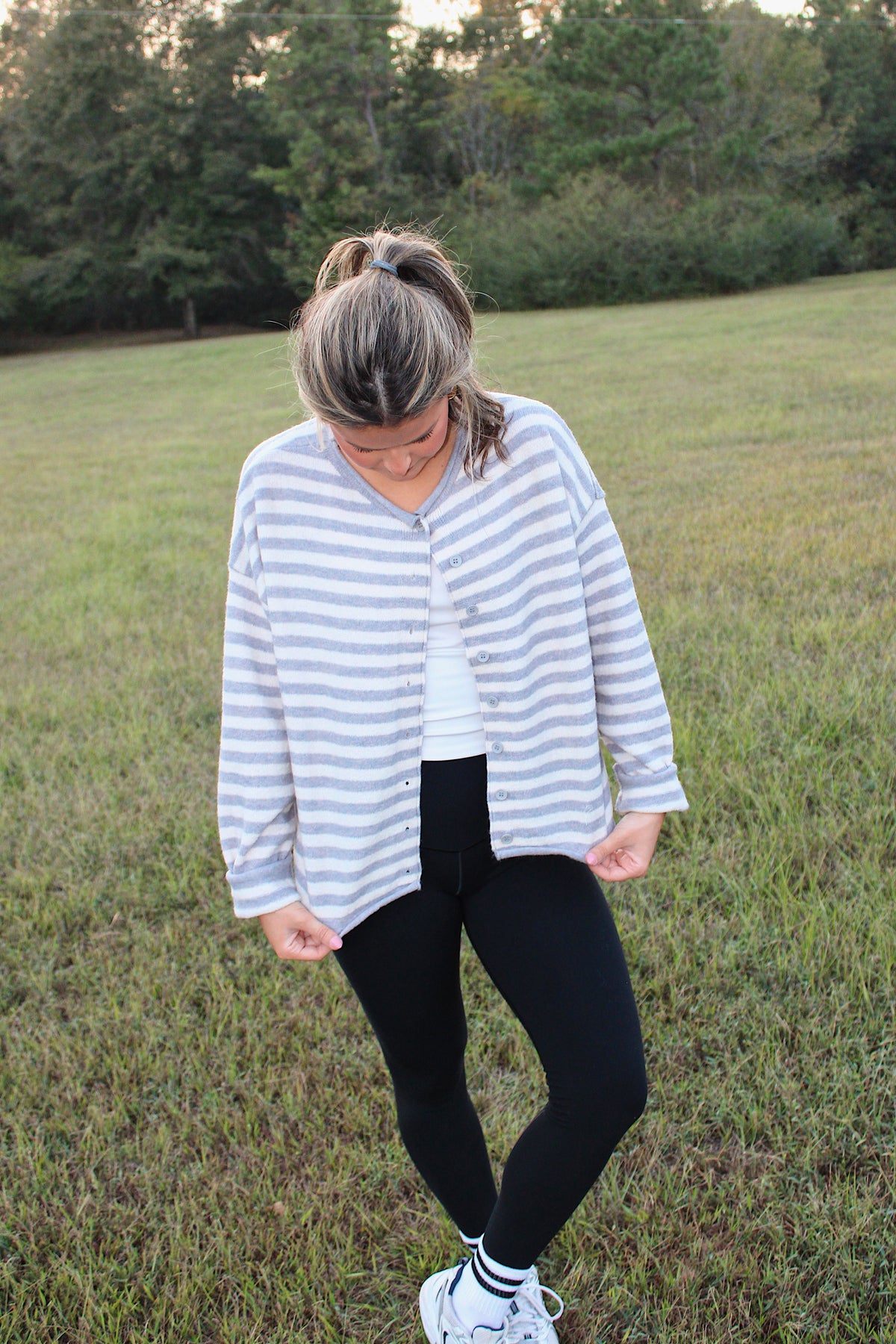 Knit Striped Sweater Cardigan