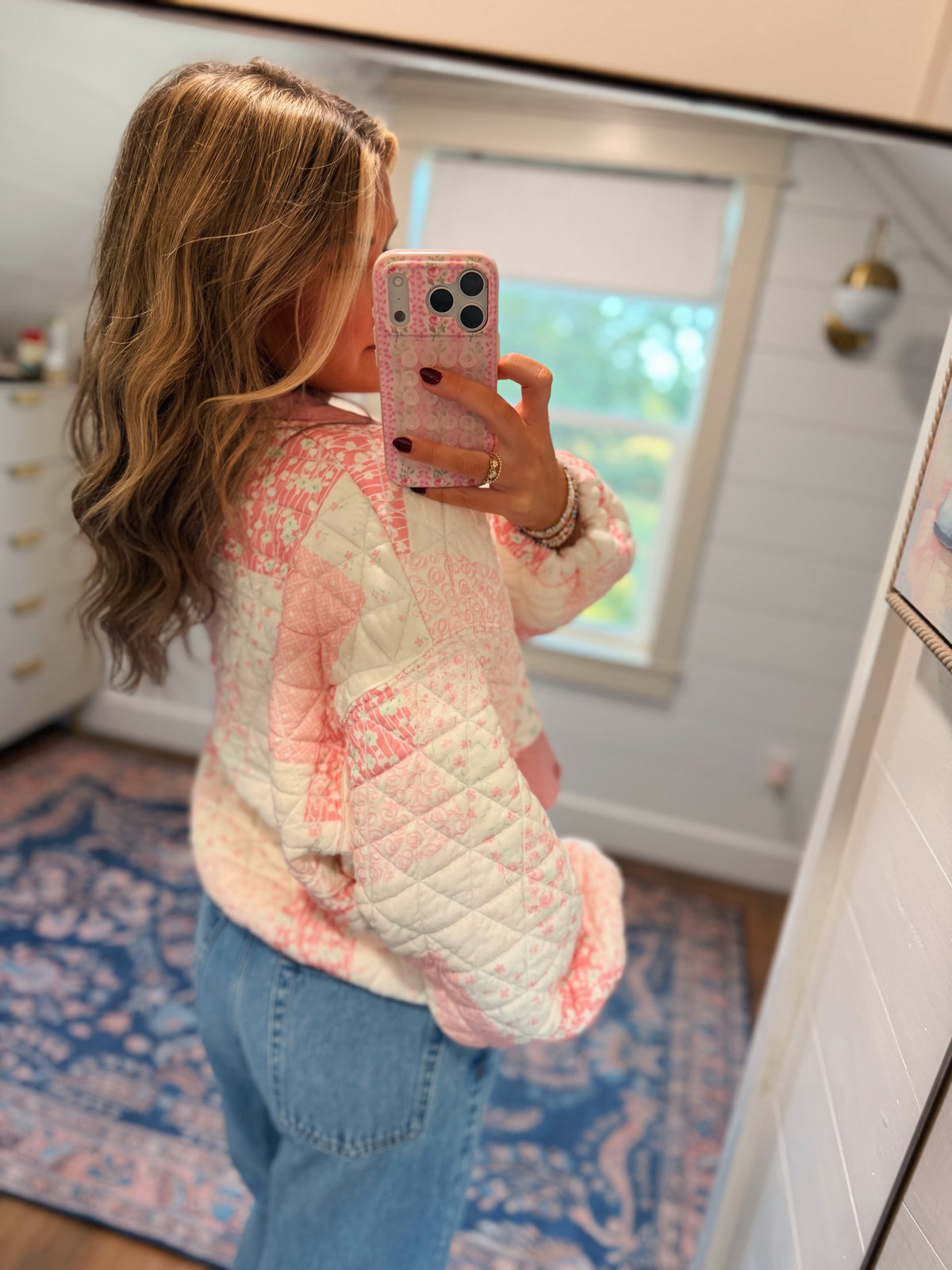Textured Quilt Quarter Zip Sweater
