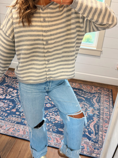 Knit Striped Sweater Cardigan