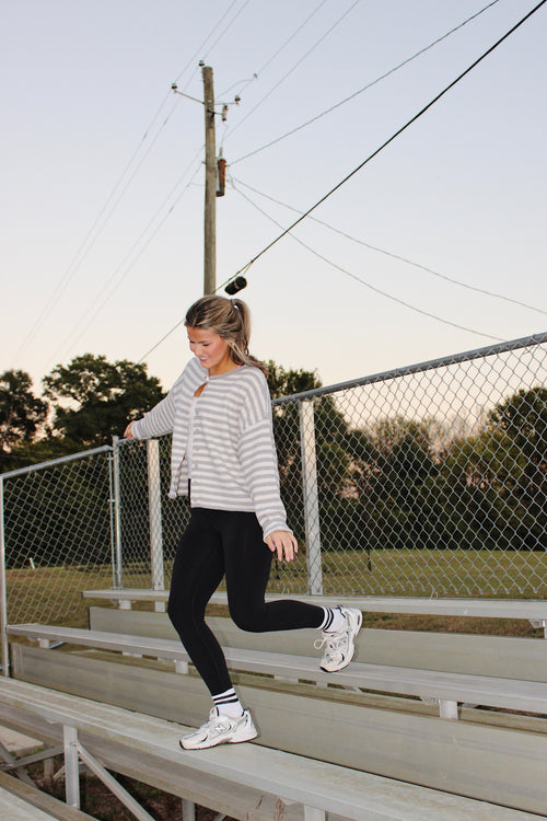 Knit Striped Sweater Cardigan