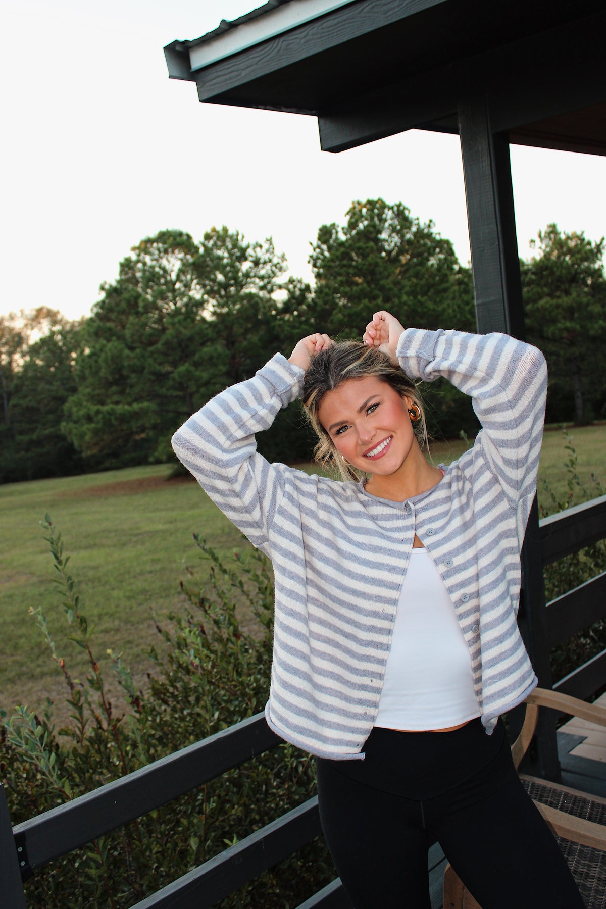 Knit Striped Sweater Cardigan